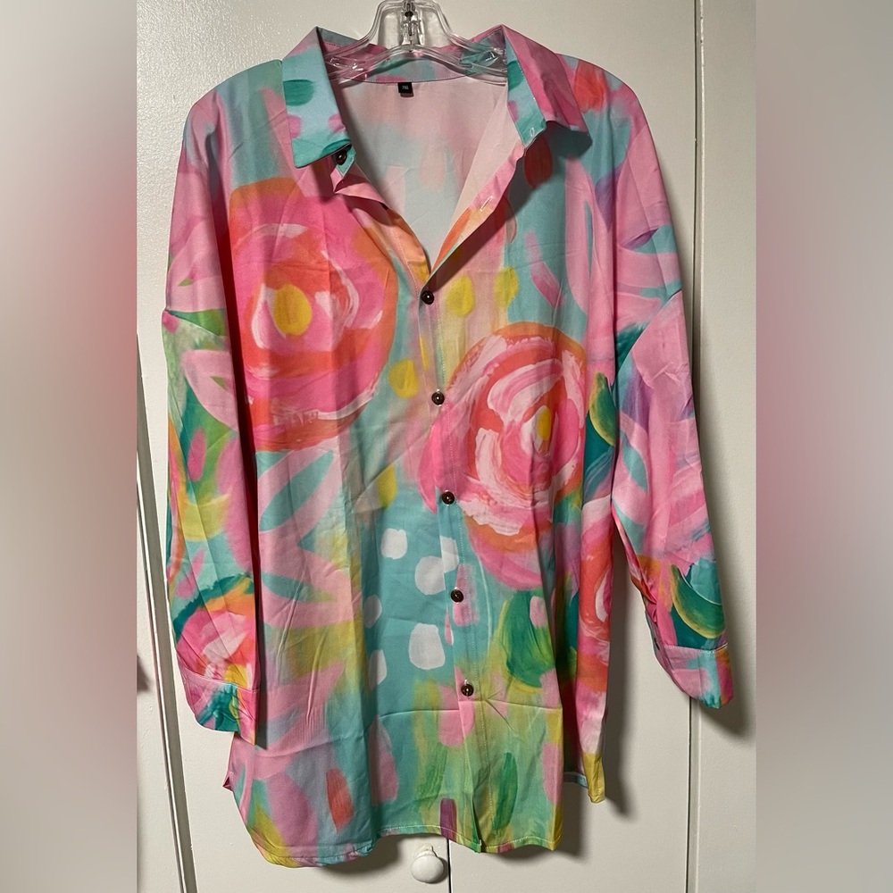 Colorful Floral Button-Up Shirt